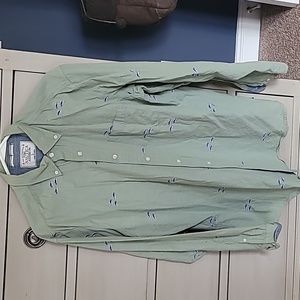 Men's Nautica green Fish button down. LARGE